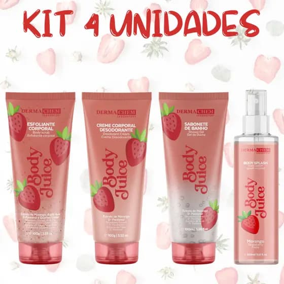 Kits Banho Esfoliante + Sabonete + Hidratante + Body Splash Linha Body Juice Frutas kit banho Melância ou Morango
