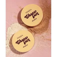 Pó So Facial Translucido Ultrafino Choco Fun Fenzza Chocolate e chocolate Branco  Cheirinho de Choco