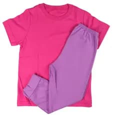 Conjunto Fantasia Boo Bebê Camisa Rosa e Calça Lilás Algodão