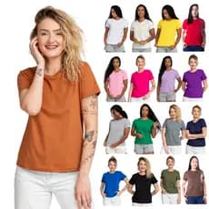 Camiseta Feminina 100% Algodão Lisa Várias Cores