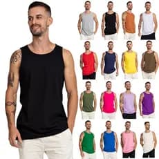 Regata Masculina 100% Algodão Lisa Academia Várias Cores