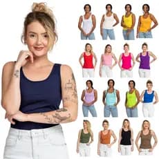 Regata Feminina Algodão Básica Várias Cores