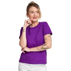 Camiseta Feminina 100% Algodão Premium, Roxa, Universo Básico