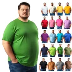 Camiseta Masculina Plus Size 100% Algodão Penteado Várias Cores
