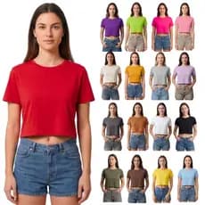 Cropped Feminino 100% Algodão Básico Várias Cores