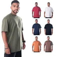Oversized Gola Alta 100% Algodão Camiseta Várias Cores