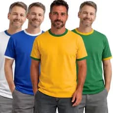 Camiseta Cores Copa Brasil Seleção Hexa Patriota Algodão Amarelo Verde Azul Branco