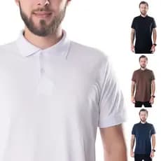 Camisa Polo Masculina Piquet Gola Retilínea Premium Várias Cores