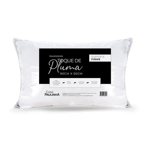 Travesseiro Toque de Pluma 90cm x 50cm Suporte Firme 180 fios
