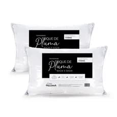 Kit 2 Travesseiros Toque De Pluma Suporte Firme 90x50 180 Fios Algodão