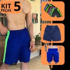 Kit 5 Shorts Masculino Malha Esportiva Leve