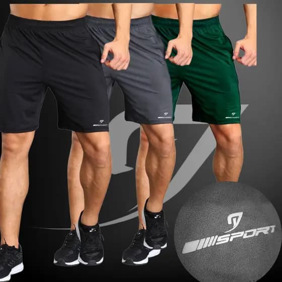 Kit 3 Shorts Esportivo Malha Leve Esportiva Bermuda Masculina