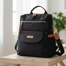 Mochila Bolsa Impermeável Nylon e Courino - Escolar Faculdade Sintético Universitária 2 em 1 Pavão de Ouro