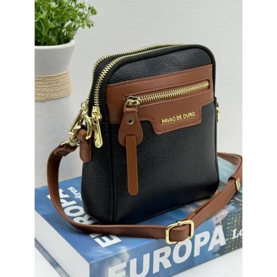 Bolsa Feminina Pequena Pavão de Ouro Bag Bagzinha Original Transversal Casual Passeio Dia a Dia