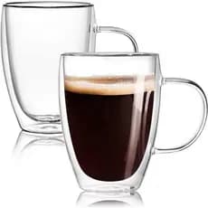 Conjunto 2 Xícaras Parede Dupla de Vidro 350 ML Jogo de Xicaras para Café Expresso Chá Cappuccino