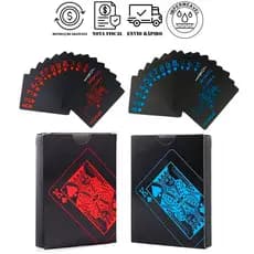Baralho Preto com Vermelho ou Azul a Prova D’água SUPER Resistente de Plástico Poker Truco Canastra