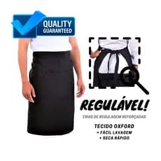 Avental Garçom Unissex Profissional Oxford Preto | Tamanho Único | Loja de Fábrica | Envio Imediato