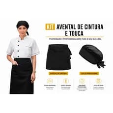 Kit Avental tecido de algodao premium  e Touca para Garçom – Unissex, Reforçado, Cozinha e Salão
