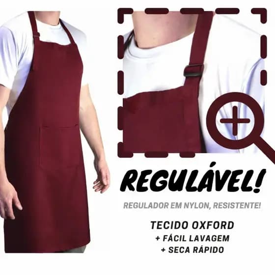 Avental de restaurante uso profissional cor vinho/marçala/bordo