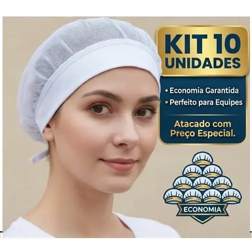 Kit 10 Toucas Brancas – Profissional para Cozinha, Restaurante e Lanchonete