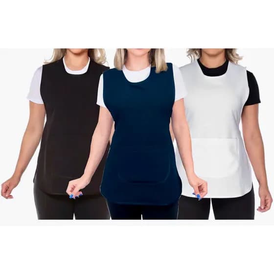 bata de oxford com bolso/azul/preto/branco kit 3 unidade