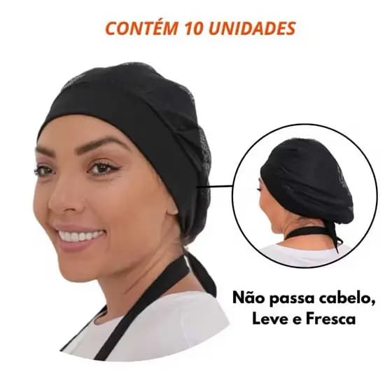 Kit Com 10 Touca Telinha e Malha Lavável Cozinha Restaurante Padaria