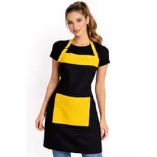 Avental Preto com amarelo Profissional oxford Premium e bolsos Grande