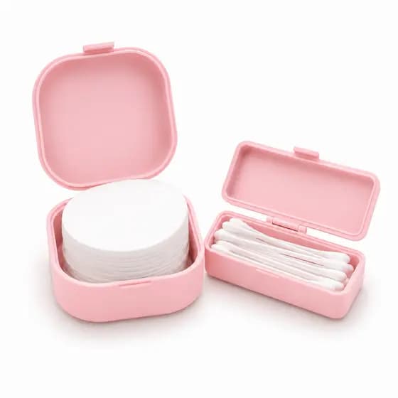 Kit 2 Porta Cotonetes e Discos de Algodão para Viagem Necessaire Organizador Higiene Pessoa Penteadeira Design