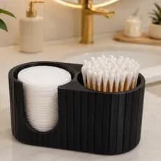 Porta Algodão E Cotonete Organizador De Banheiro Com Tampa Suporte Maquiagem Premium Design elegante Moderno