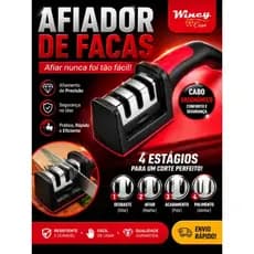 Afiador de Facas 3 em 1 Profissional | Amolador Manual Rápido e Seguro | Inox Antiderrapante Cozinha