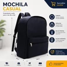 Mochila Preta multiuso Unissex Reforçada Escola Viagem Trabalho. Super Promoção