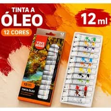Tinta a Óleo  Estojo 12 Cores Bisnaga Alta Qualidade Para Pintura.