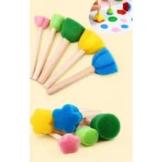 Kit Pincéis de Espuma Formas Divertidas e Redondas  para Pintura 5 Peças e 10 Peças