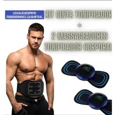 Cinta Tonificador Muscular Ems Recarregável + Tonificador Muscular Massage Corporal Ems Recarregável ou Itens separados