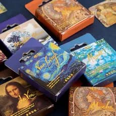 45 Pçs Adesivo Série Pintura A Óleo Retrô Em Caixa Para Decoração De Diário