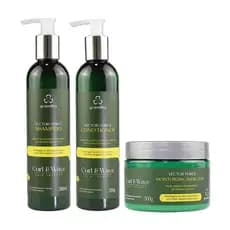 Kit Grandha Curl & Wave Vector Force Shampoo 280ml + Conditioner 280g + Moisturizing Mask T3/T4 300g