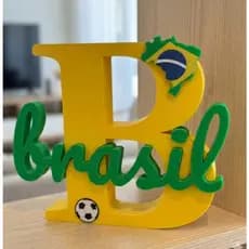 Letreiro BRASIL 3D - Decoração Copa do Mundo 2026 - Torcida, Casa e Festa