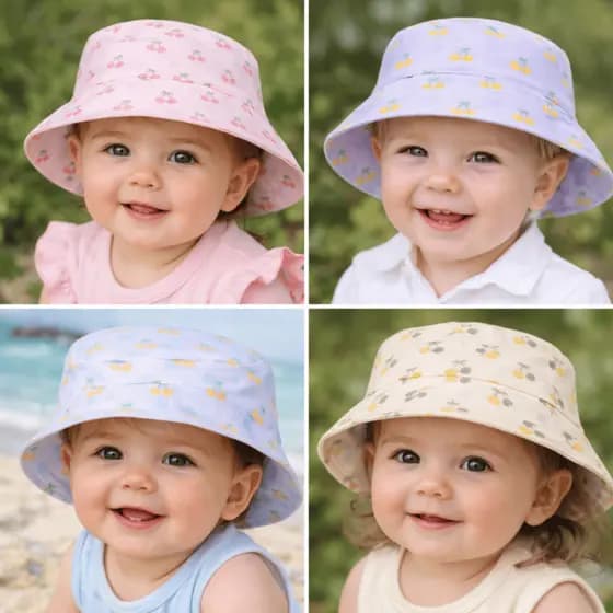 Chapéu Infantil Bucket Floral com Proteção Solar Várias Cores Boné Bebê Menina e Menino Pescaria Praia Parque Cata Ovo