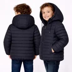 Jaqueta Puffer Infantil Masculino Pelinhos e Touca Inverno Frio Pelúcia Forrado Impermeável Bobojako Infantojuvenil