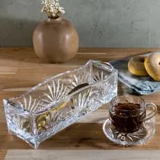 Porta Talher Faqueiro Ou porta Biscoitos Mesa Posta De Cristal Dublin Luxo