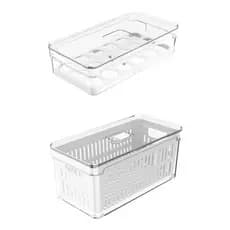 Porta Ovos Organizador De Geladeira + Organizador Legumes
