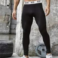 Slim Fitness Calça de Compressão Térmica Esportiva Masculina Legging Segunda Pele