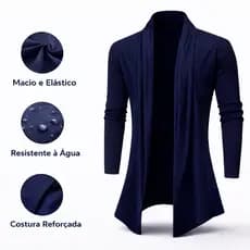 Blazer Cardigan Longo Masculino Casaco Casual