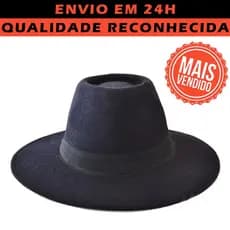 Chapéu Fedora Gangster Preto Feminino Masculino Style Aba Longa