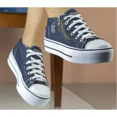 Tenis Feminino Plataforma Via Apple Jeans Escuro Pronta Entrega