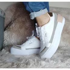 Tênis Feminino Casual Via Apple  Plataforma/Tênis Botinha/Cano Alto Branco