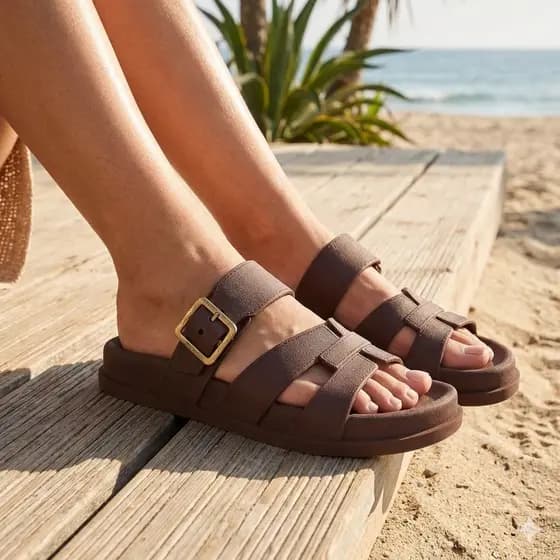 Birken Papete Sandália Feminina Rasteirinha com Fivela Lançamento Estilo Moderno Super Confortável