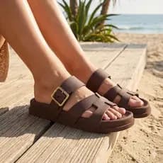 Birken Papete Sandália Feminina Rasteirinha com Fivela Lançamento Estilo Moderno Super Confortável