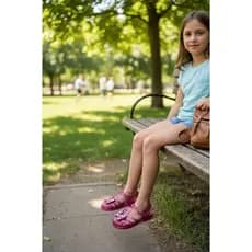 Sandalia Infantil Menina Melissinha Transparente Cristal Laço Confortável Leve 2026 Rosa Gliter