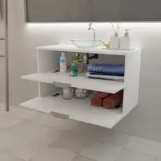 Gabinete Banheiro Armário 60CM Com Cuba Transparente